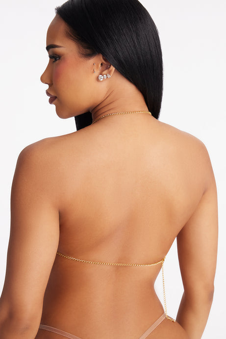 Admire My Jewels Sexy Rhinestone Swirl Bralette - Gold
