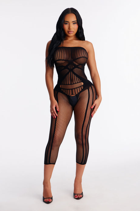 Remember It Strapless Bodystocking - Black