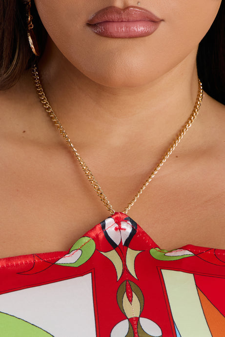 Ciao Bella Chain Strap Satin Scarf Top