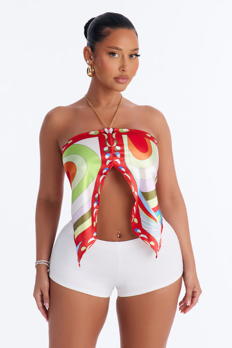 Ciao Bella Chain Strap Satin Scarf Top