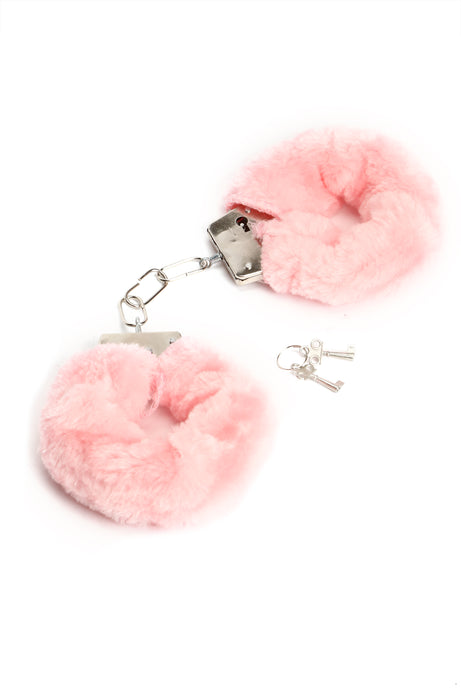 Fire Your Desire Faux Fur Handcuffs - Pink
