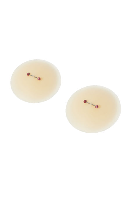 Are Those Real Faux Pierced Nipple Covers - Nude
