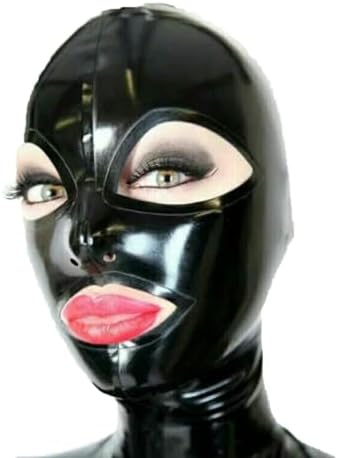 Black Latex Hood Mask Full Face Riding Hood for Party Cosplay Latex Mask for Halloween Christmas Party|B0FQV2NQD2