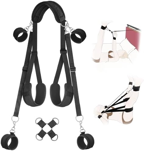 BDSM Sex Bondage Bed Restraint Adjustable Neck to Thigh Restraints with Hand to Ankle Sex Harness Sling, Detachable Handcuffs & Ankle Cuffs with Cross Buckle,Ideal for Couples & Adult Beginner Sex Toy|B0F5PVMJZB
