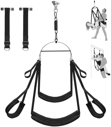 Adult Toy Sex Swing 360° Spinning – 2-in-1 BDSM Sex Toy with Premium Stand & Thick Padded Straps – Adjustable Bondage Restraints for Couples, Erotic Leather Swing Kit|B0D4V1TYMK