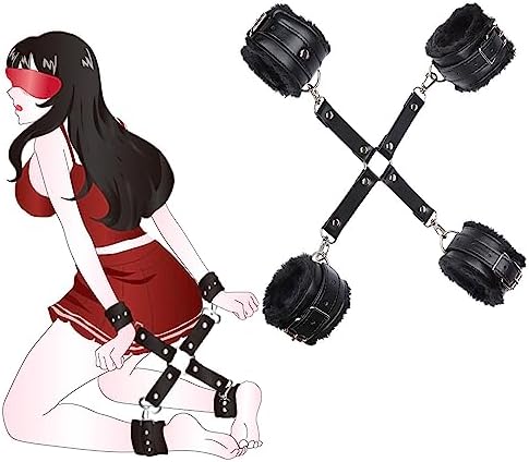 Sex Bondage Wrist & Thigh Cuffs BDSM Restraints Set, Sex Toys for Women with Adjustable Leg Straps, Pu Leather Bondage Couple Handcuffs for Beginner Thin Restraints SM Bedroom Game Play Accessories|B0CP1RCSGT