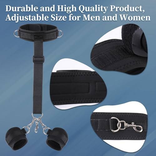 Vibrating Anal Hook BDSM Sex Bondage - Neck to Wrist Restraints Kit, Sex Toys for Couple Adjustable Behind Back Handcuffs Bondage Restraints Set, Bed SM Adult Sex Game Play, Sex Toys for Beginner|B0D91S8YX3