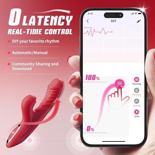 Vibrator Thrusting Dildo for Women Toendi G Spot Rose Toy Clitoral Stimulator Sex Toys Dildos Vibrator with 10 Vibration 7 Thrust Mode with Licking, Rabbit Vibrators Adult Sex Toy Couple AI Sync Games|B0BNHVM4C8