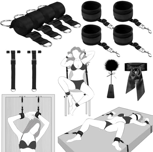Sex Bondage BDSM Kit for Couples, Under Bed Restraints System with Adjustable Wrist & Ankle Cuffs, Sex Restraints Bedroom Bondage Set for Adult Role Play & SM Games|B09M7253N7