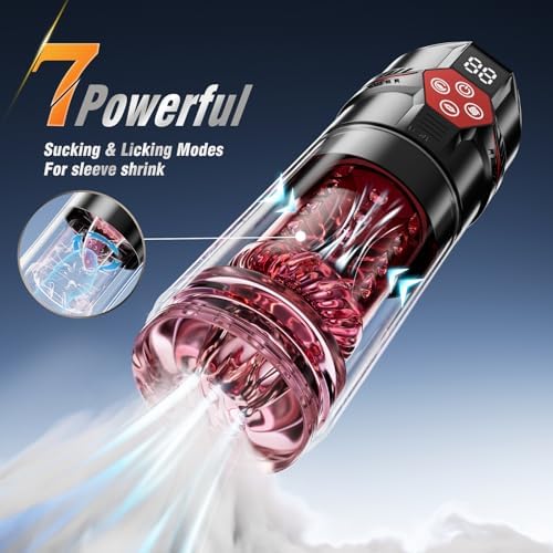 Male Masturbator Penis Pump - Male Sex Toys for Men with Upgrade 12 S Vacuum Pump & 7 Thrusting Rotating Vibrating Sucking Licking LCD Adult Toys Mens Sex Toys Pocket Pussy Pumps & Enlargers|B0DDL3X6PF