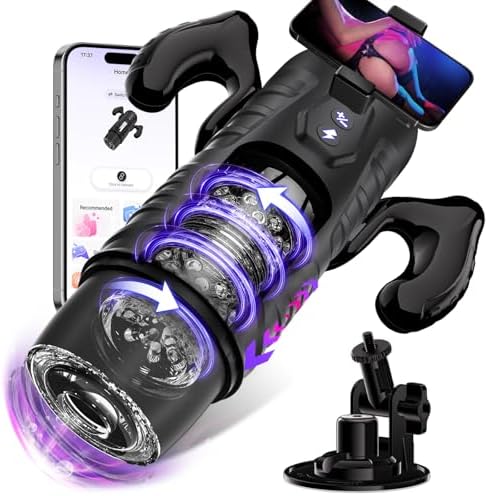 EINSEO AI Sync Male Masturbator Sex Toys for Men - Adult Toy Male Sex Toys with 7 Thrusting & 7 Rotating Modes, Pocket Pussy Hands Free Sex Machine LCD Display with Visual Window & Mounting Base|B0C9QLTS1B