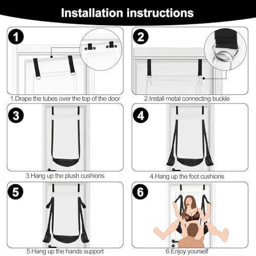 BDSM Door Sex Toys Sex Swing Bondage Slave Leather Soft Plush Sex Slings with Adjustable Straps, Hanging Door Handcuffs Leg Restraints Spreader Adult Toys for Couple|B0CZHXR2R9