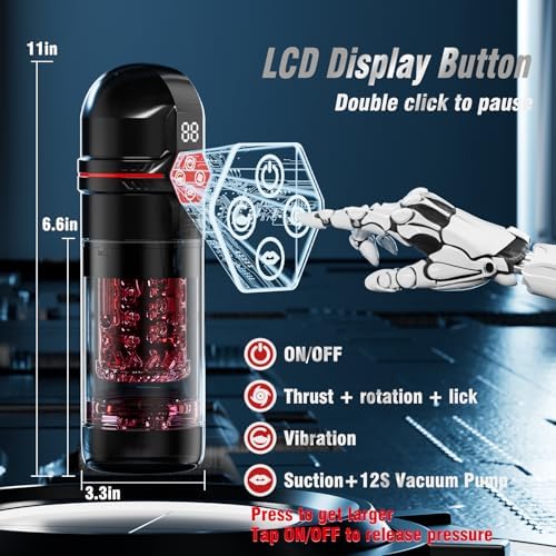Male Masturbator Penis Pump - Male Sex Toys for Men with Upgrade 12 S Vacuum Pump & 7 Thrusting Rotating Vibrating Sucking Licking LCD Adult Toys Mens Sex Toys Pocket Pussy Pumps & Enlargers|B0DDL3X6PF