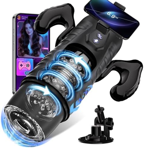 EINSEO AI Sync Male Masturbator Sex Toys for Men - Adult Toy Male Sex Toys with 7 Thrusting & 7 Rotating Modes, Pocket Pussy Hands Free Sex Machine LCD Display with Visual Window & Mounting Base|B0C9QLTS1B