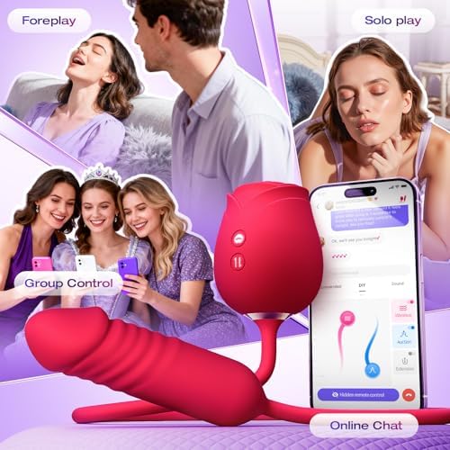 Vibrator Dildo Sex Toys for Women - MOOLIGIRL Rose Sex Toy with Thrusting G Spot Vibrators & 10 Sucking Modes for Clitoral Nipple Stimulation Anal Double-Ended Dildos Adult Sex Toys Games for Couples|B0CNRZVJMG