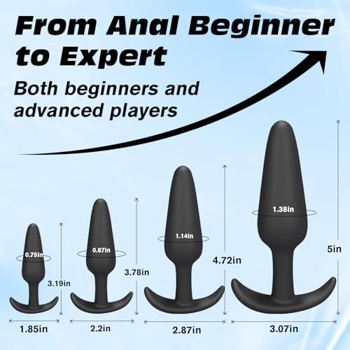 4PCS Silicone Anal Butt Plug Set, Beginner to Advanced, Trainer Kit with Flared Base for Women, Men Comfortable Long-Term Wear, Premium Training Sets, Sex Toys for Couples|B0D9RL3BTZ
