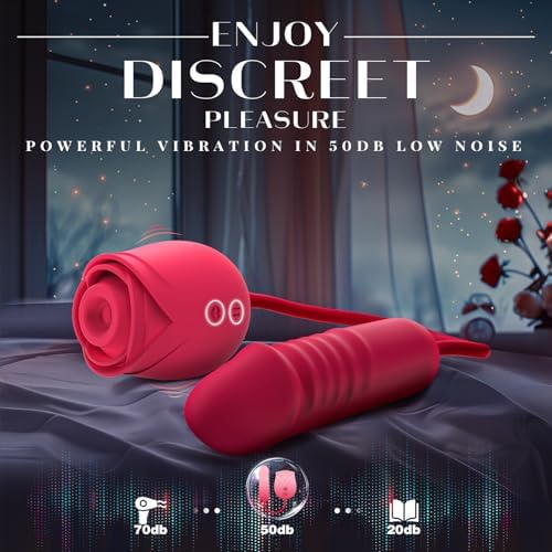 Vibrator Dildo Sex Toys for Women - MOOLIGIRL Rose Sex Toy with Thrusting G Spot Vibrators & 10 Sucking Modes for Clitoral Nipple Stimulation Anal Double-Ended Dildos Adult Sex Toys Games for Couples|B0CNRZVJMG
