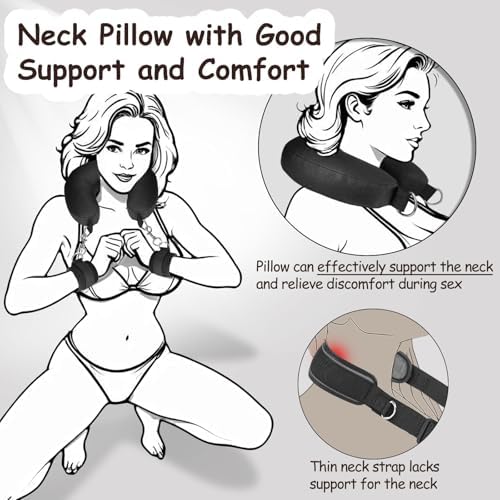 Bondage Sex Restraints BDSM Toys, Detachable Couples Sex Toys Bondage with Handcuffs, Silk-Filled Neck Pillow to Thigh Sling BDSM Restraints, Adjustable Leg Straps Tie for Kinky Pleasure|B0FGX7VHTG