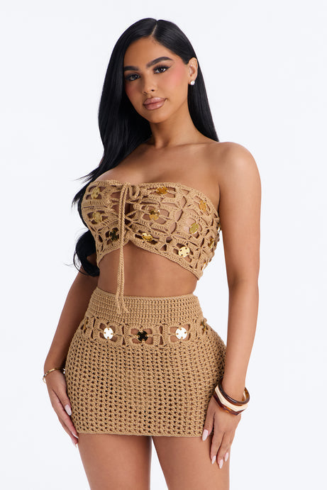 Lea Embellished Crochet Skirt Set