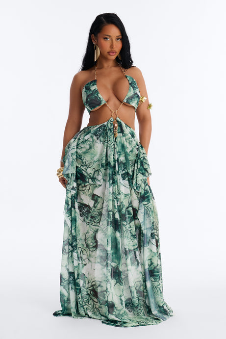 Ella Tie Dye Mesh Maxi Dress