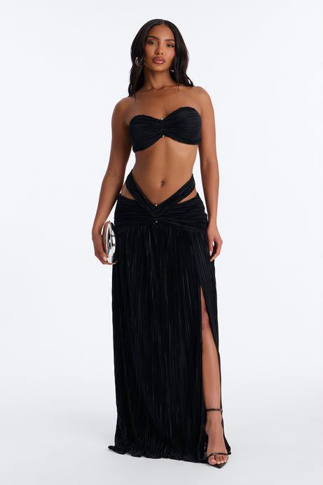 Raina Strapless Plisse Skirt Set