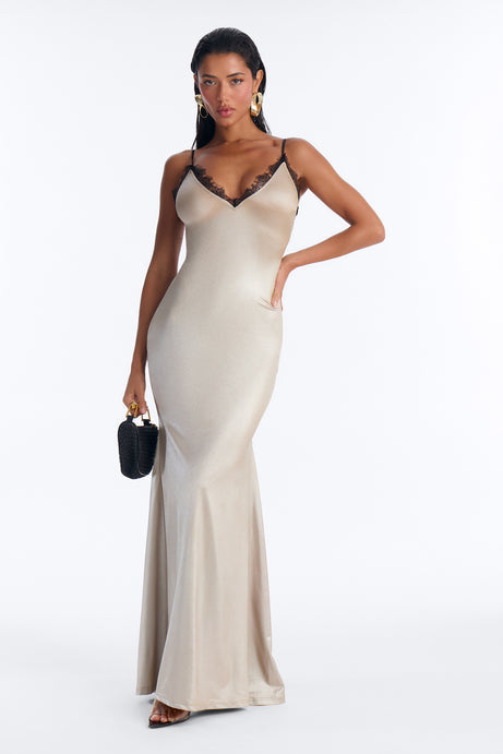 Golden Glow Maxi Slip Dress