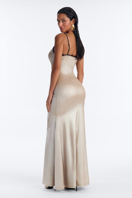 Golden Glow Maxi Slip Dress
