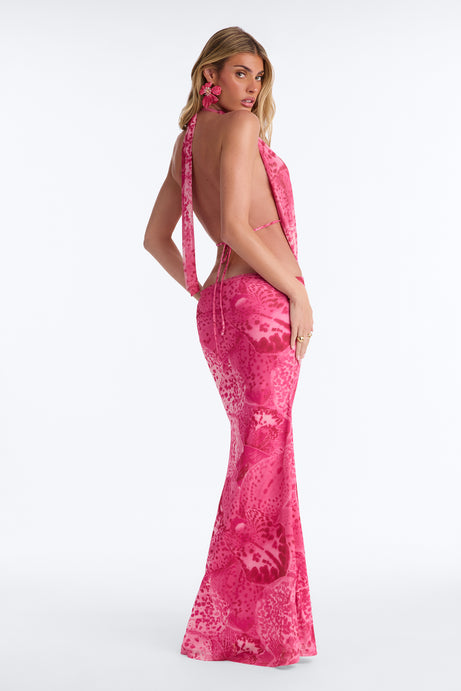 Vacay Mode Backless Mesh Maxi Dress