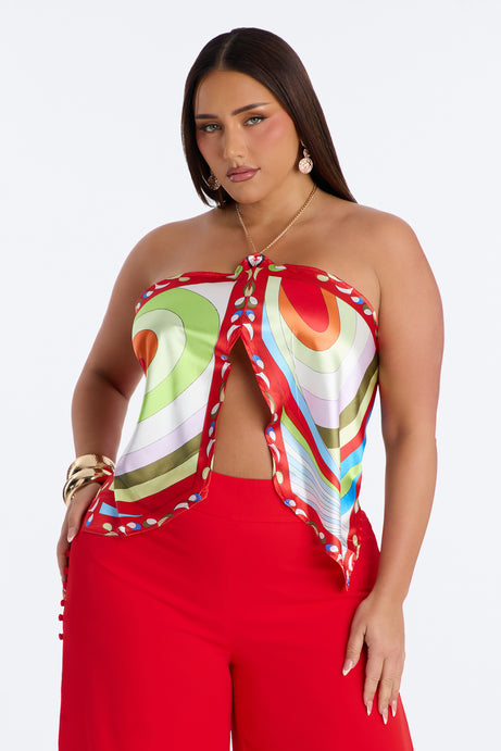 Ciao Bella Chain Strap Satin Scarf Top