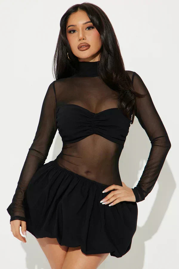 Mesh Bubble Mini Dress