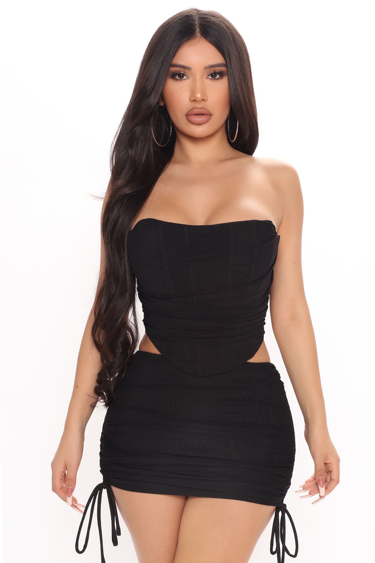 Ruched Mini Skirt Set