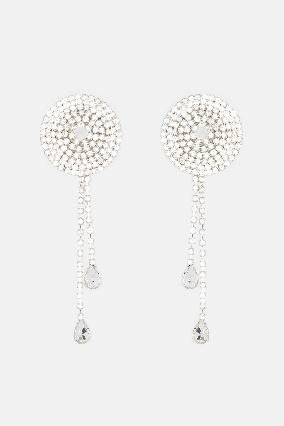 Vegas Showgirl Rhinestone Nipple Cover Pasties - Silver