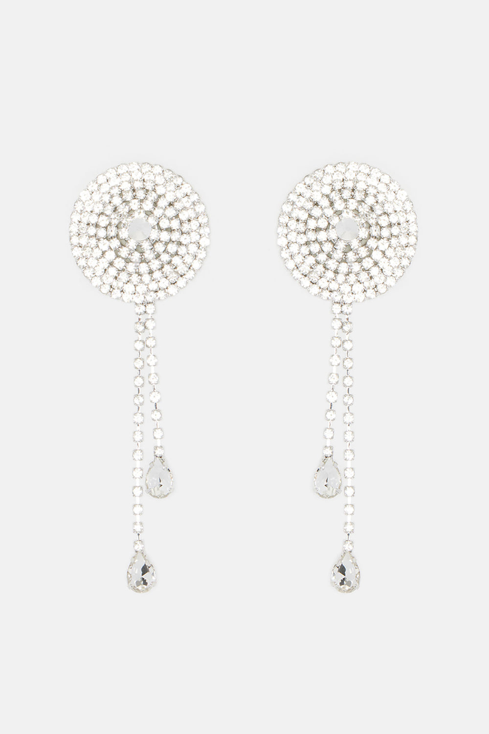 Vegas Showgirl Rhinestone Nipple Cover Pasties - Silver