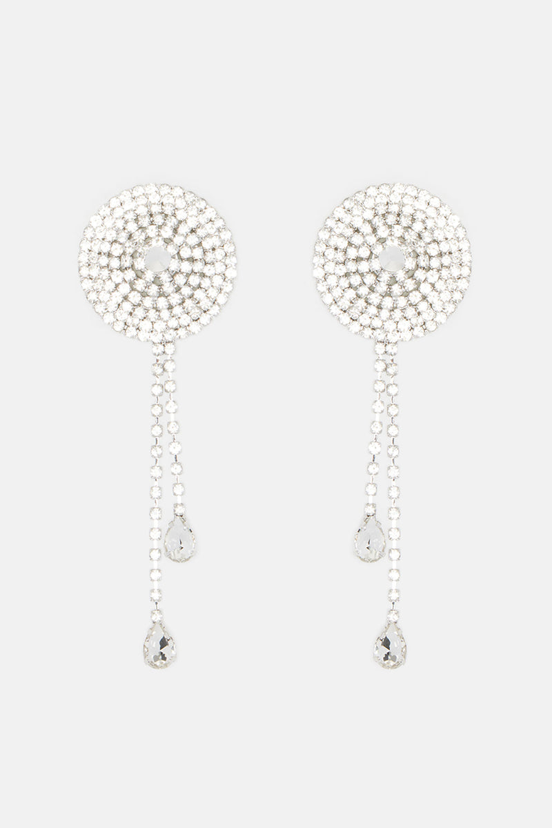 Vegas Showgirl Rhinestone Nipple Cover Pasties - Silver