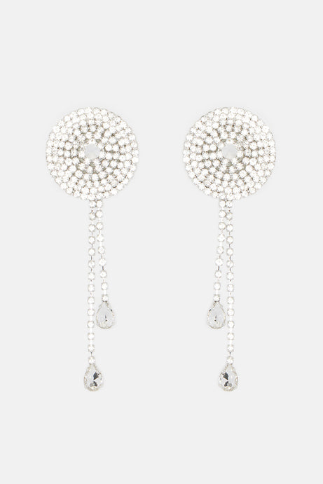 Vegas Showgirl Rhinestone Nipple Cover Pasties - Silver