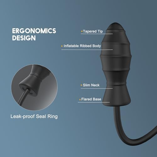 Inflatable Butt Plug, Body-Safe Silicone Anal Balloon Pump with Quick Release Valve Stretch Anal Sex Toys for Beginners and Advanced Users (Rippled Style)|B07T8BWHPL