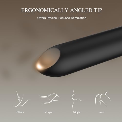 Bullet Vibrator with Angled Tip for Precision Clitoral Stimulation, Discreet Rechargeable Lipstick Vibe with 10 Vibration Modes Waterproof Finger Vibrator Nipple G-spot Stimulator Sex Toys for Women|B0838YZ692