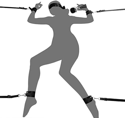 BDSM Bondage Restraint Sex Toys - UTIMI Bed Sex Straps Set with Handcuffs Ankle Cuffs Blindfold Feather Tickler & 4 Separate Straps Adult Kinky Bondage Rope Toy for Men Women and Couples Foreplay|B00N8C14WU