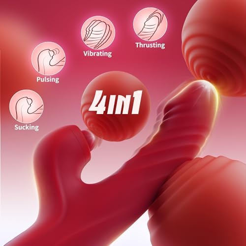 Vibrator Thrusting Dildo for Women Toendi G Spot Rose Toy Clitoral Stimulator Sex Toys Dildos Vibrator with 10 Vibration 7 Thrust Mode with Licking, Rabbit Vibrators Adult Sex Toy Couple AI Sync Games|B0BNHVM4C8