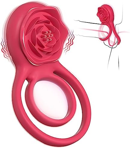 Vibrating Cock Ring with Rose Clitoral Stimulator, Pleasure Penis Ring Vibrator Couples Adult Sex Toys for Men Women, 7 Vibrations Male Couple Sex Toy|B0C6MR7DFZ