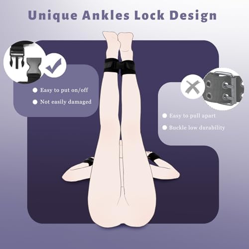 Bondage BDSM Restraints Ankle Restraints Lock Neck to Thigh/Ankle Cuffs Sex Straps Bed Restraints Sex Things for Couples Kinky Sex Sling Sex Toys Game Play|B0FPFXG33N