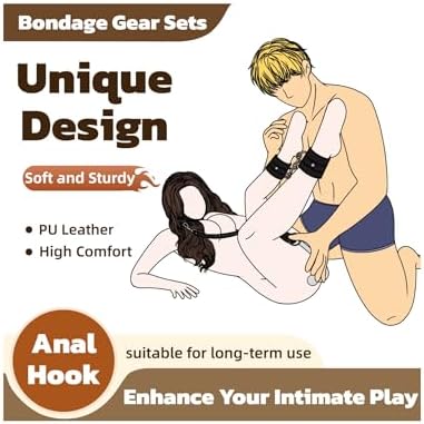Anal Hook Sex Bondage Restraints Kit BDSM Sex Toys Handcuffs Neck Collar Wrist Cuffs with Traction Chain Adjustable Sex Game for Adults Couples|B0CCRPJ8CR