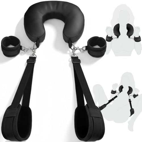 Bondage Sex Restraints BDSM Toys, Detachable Couples Sex Toys Bondage with Handcuffs, Silk-Filled Neck Pillow to Thigh Sling BDSM Restraints, Adjustable Leg Straps Tie for Kinky Pleasure|B0FGX7VHTG