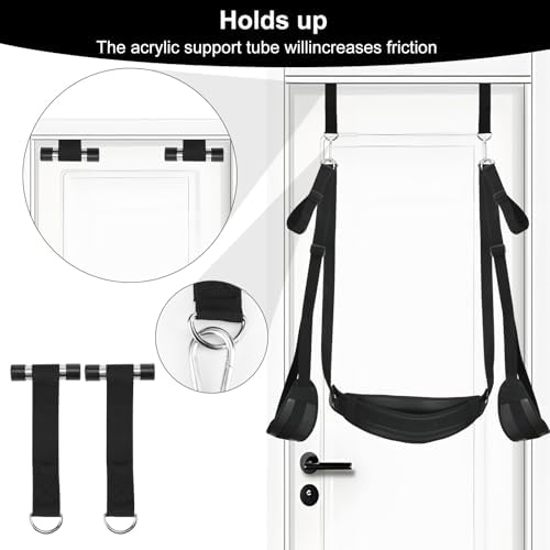 BDSM Door Sex Toys Sex Swing Bondage Slave Leather Soft Plush Sex Slings with Adjustable Straps, Hanging Door Handcuffs Leg Restraints Spreader Adult Toys for Couple|B0CZHXR2R9