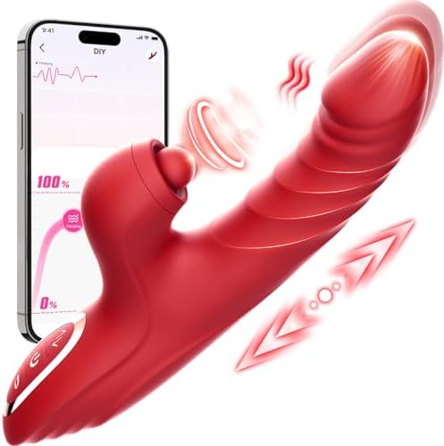 Vibrator Thrusting Dildo for Women Toendi G Spot Rose Toy Clitoral Stimulator Sex Toys Dildos Vibrator with 10 Vibration 7 Thrust Mode with Licking, Rabbit Vibrators Adult Sex Toy Couple AI Sync Games|B0BNHVM4C8