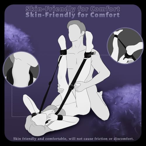 Bondage BDSM Restraints Ankle Restraints Lock Neck to Thigh/Ankle Cuffs Sex Straps Bed Restraints Sex Things for Couples Kinky Sex Sling Sex Toys Game Play|B0FPFXG33N