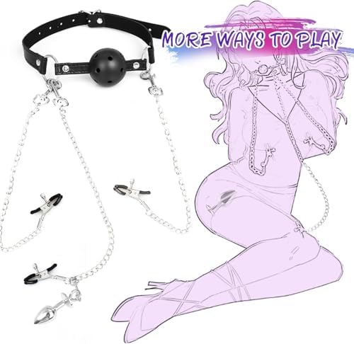 Sex Bondage BDSM Bondaged Restraints Set Sex Toy with Breathable Ball Gag Nipple Clamp Clitoris Clip & Analplug Included Adults SM Games Sex Toys for Couples|B0CGWRV1JP