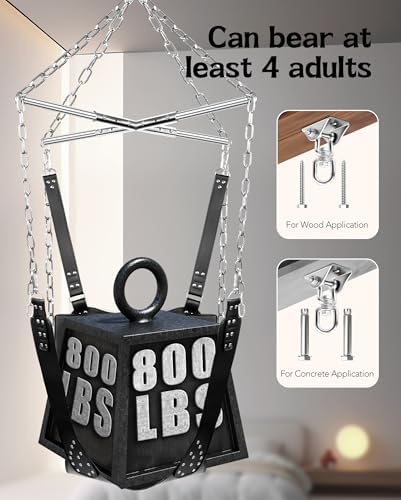 BDSM Sex Swing Bondage Restraints - UTIMI Couples Sex Toys Ceiling Sex Sling with Comfortable Padded and Sturdy Steel Frame, Easy to Assemble and Adjustable, 360 Degree Spinning Holds up to 800 lbs|B0DJT2J6YV