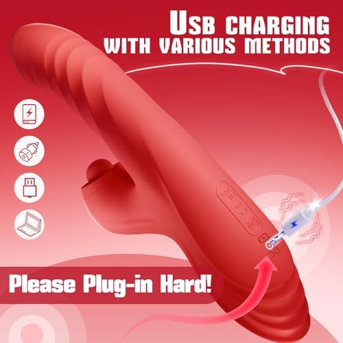 Vibrator Thrusting Dildo for Women Toendi G Spot Rose Toy Clitoral Stimulator Sex Toys Dildos Vibrator with 10 Vibration 7 Thrust Mode with Licking, Rabbit Vibrators Adult Sex Toy Couple AI Sync Games|B0BNHVM4C8