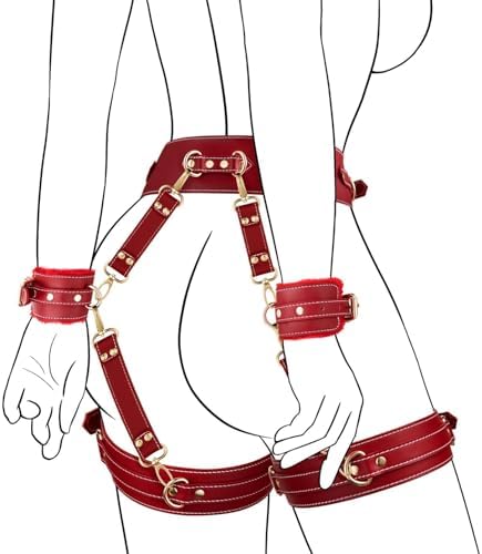 UTIMI Sex Bondage BDSM Kit Restraints 6PCS Sets with Adjustable Handcuffs Ankle Cuff Thigh Cuffs Blindfold Cross Strap Waist Strap Adult SM Games Sex Toys for Men Women and Couples|B0C4SYG3X7